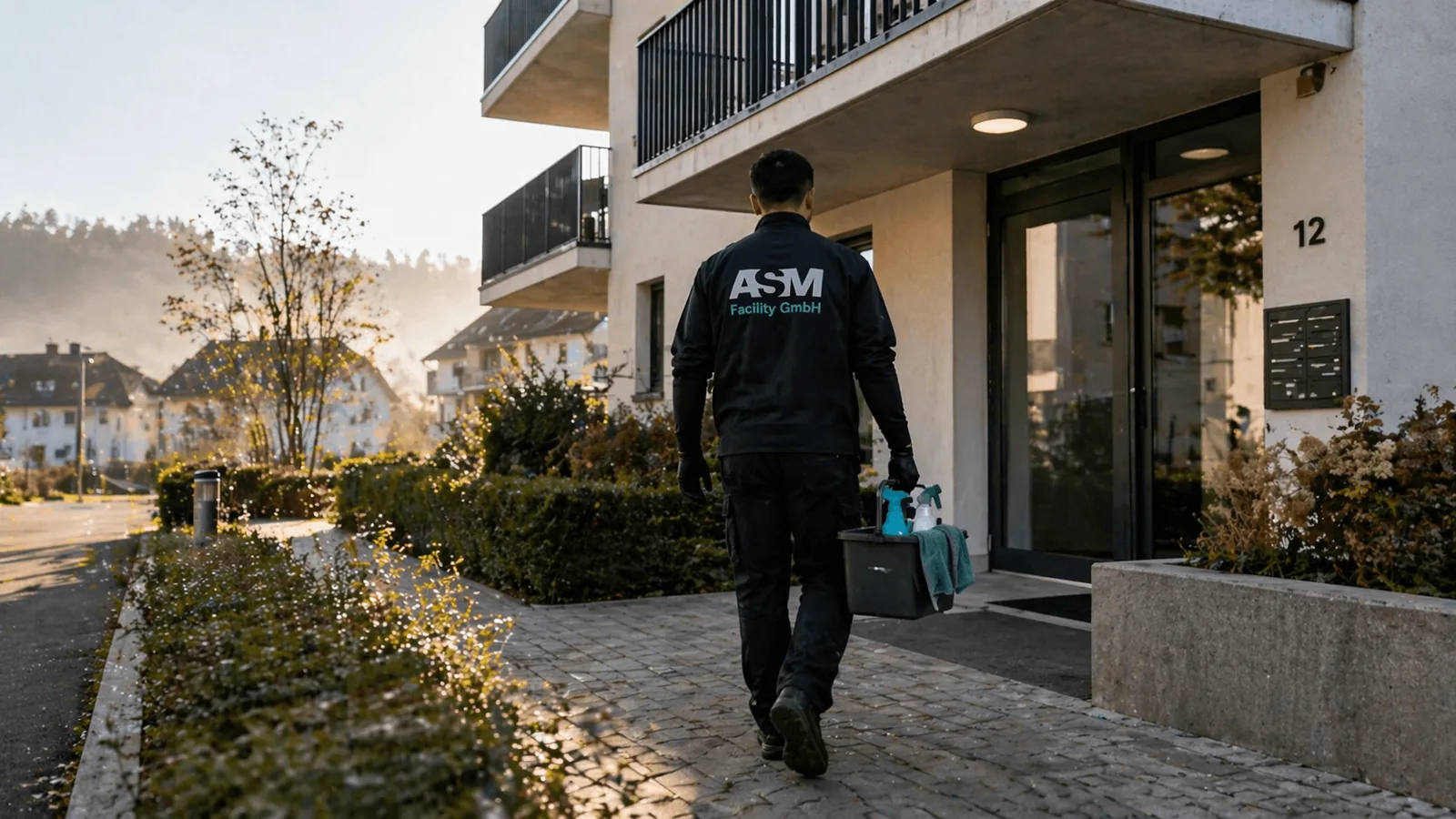 ASM Mitarbeitende vor der Liegenschaft