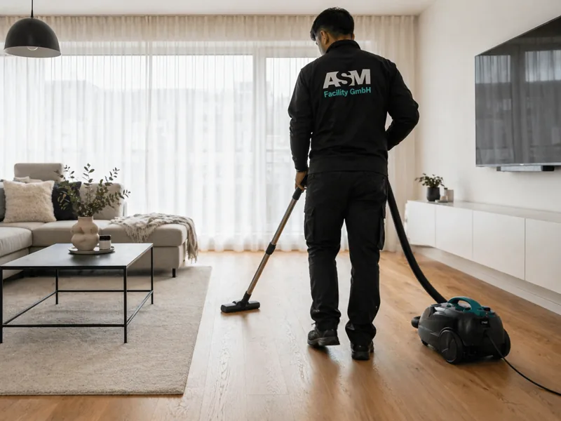 Unterhaltsreinigung: frisch gereinigtes Wohnzimmer mit gewischtem Boden